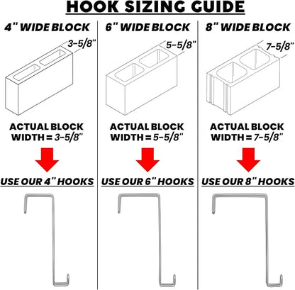 Over The Wall Heavy Duty Concrete Cinder Cement Block Wall Outdoor No Drill Fence Hooks Hangers - Extra Long Large Rafter Ladder Pool Equipment Pole Hangers for Planters Hoses Horse Tack Organization