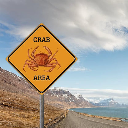 Crab Crossing Xing Sign Beware of Crab Metal Sign Ocean Animal Funny Warning Sign Crossing Zone Sign for Farm Yard Front Door Indoor Outdoor Street Sign 12x12in