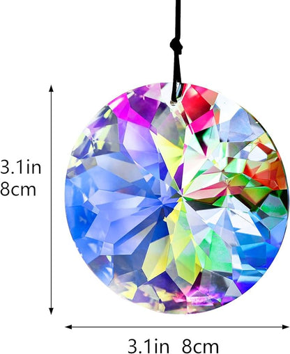 3"/79mm Hanging Crystal Prism Suncatcher for Window Large Sun Catchers AB Colored Faceted Prisms Ornament Rainbow Maker Chandelier Crystal Pendant