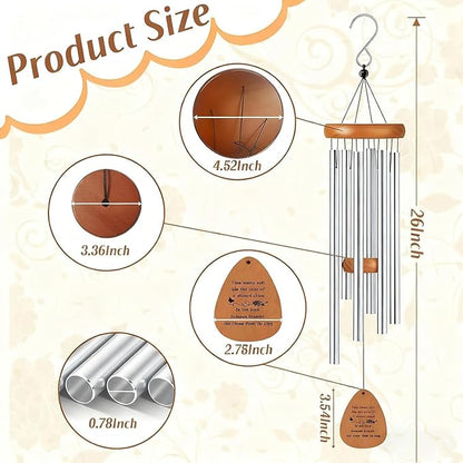Wind Chimes for Outside, Soothing Melodic Memorial Sympathy Wind Chimes, Create a Zen Atmosphere Suitable Outdoor Garden Decor, Gift for Mom Neighbors Unisex(Silver)