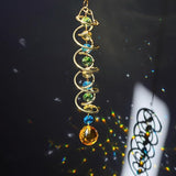 H&D HYALINE & DORA Glass Gazing Ball Spiral Tail Decorative Sun Catcher,20.5in Rainbow Maker Double-Spiral W/Yellow Crystal Ball Prism Sun Catcher for Indoor Outdoor Garden Decoration