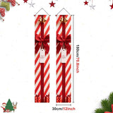 BlissYard Red White Christmas Porch Decorations 12x71 Inch Welcome Hanging Banner Porch Signs for Holiday Decor Gift Box Door Banners for Christmas Winter Home Porch Outdoor Decoration for Front Door