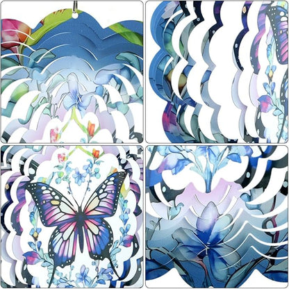 3D Butterfly Wind Spinners, 12 inch Stainless Steel Gradient Color Wind-Spinner, Outdoor Hanging Wind Sculpture for Garden Decor, Butterfly Gift for Women Girl Mother Wife Grandma(12inch)