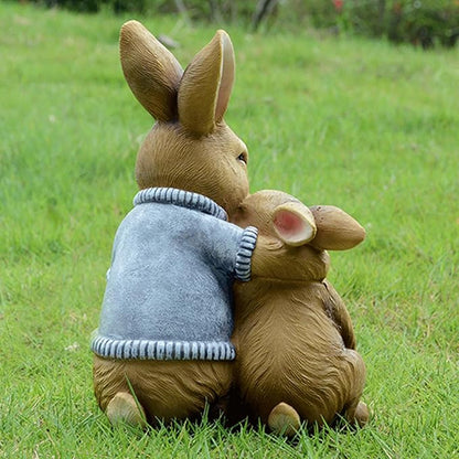 Garden Statues for Outside Yellow Rabbit Outdoor Statue - Resin Garden Sculpture for Outside Decor, 16x14x24 cm, 1kg - Charming Garden Statues for Outdoor Spaces Gardening Gifts