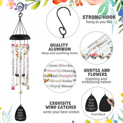 32 in Christian Wind Chimes Easter Gifts for Women Men Large Inspirational Religious Spiritual Wind Chimes with Bible Verse Baptism Easter Birthday Faith Based Gifts for Mom Sister