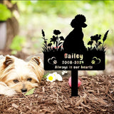 Custom Poodle Dog Memorial Grave Marker,Personalized Pet Dog Memorial Garden Stake,Flora Dog Memorial Plaque Burial Stake Engraved Sign,Dog Sympathy Grave Stake,Dog Statue Headstone
