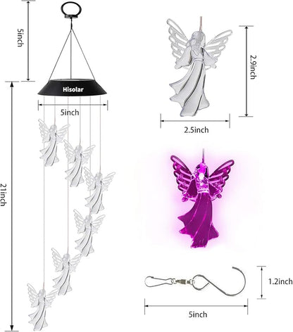 Angel Solar Wind Chimes Light Color Changing Solar Mobile Waterproof LED Solar Powered Wind Chimes for Home Party Yard Garden Decor,Gifts for mom Birthday Gifts