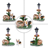 20" Solar Corgi Garden Statue with Welcome Sign & Planter - Large Dog Sculpture with LED Street Lantern - Weatherproof Resin Decorative Flower Pot for Porch, Yard & Patio - Pet Lover Gift