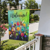 Welcome Garden Flag 28 X 40 In Outdoor Summer Spring Fairy Flowers Dragonfly Floral Mini Yard Flag House Flags Farmhouse Sign For Home Garden Decoration Banner