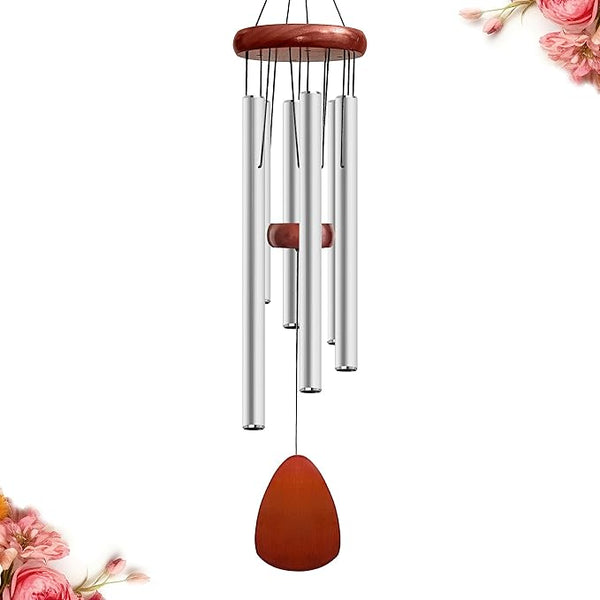 Bursvik 28" Wind Chime for Mothers Day, Decorative Wind Chimes for Outside, Memorial Windchimes Remembrance Gift for Women Mom Grandma, Metal Wind Chimes Outdoor Decor for Garden Patio Zen(Silver)