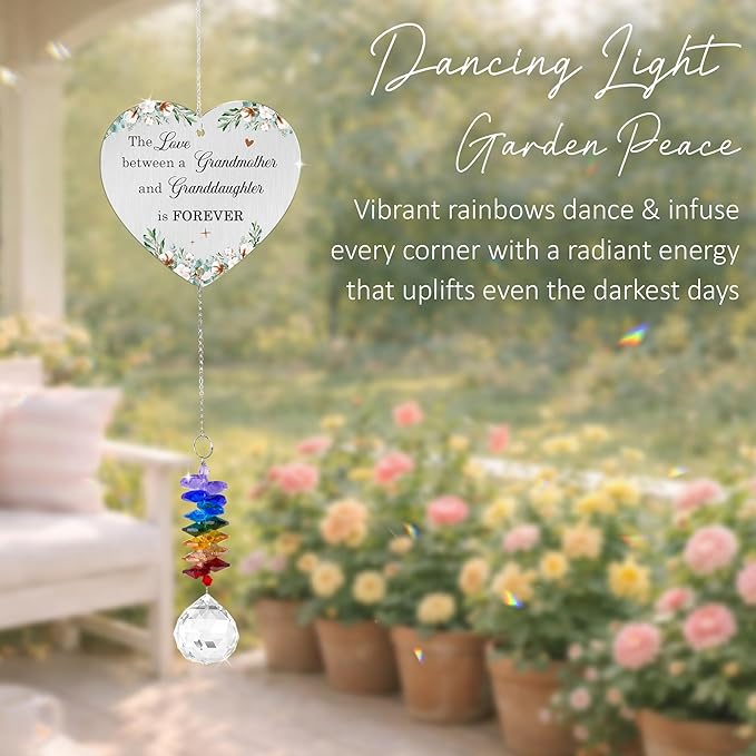 Gifts for Grandma - Mother’s Day Birthday Gift - Meanigful Keepsake - Heartfelt Gift for Grandmother Mom Mama Nana from Granddaughter Daughters - Crystal Rainbow Maker - Hanging Window Decor
