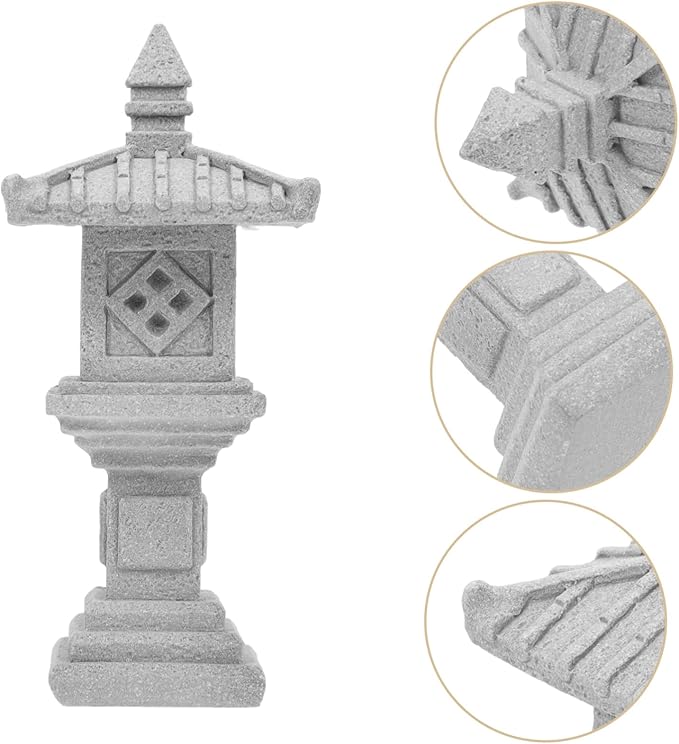 Miniature Pavilion Garden Statue Zen Garden Decor Tower Design for Outdoor and Indoor Use for Bonsai