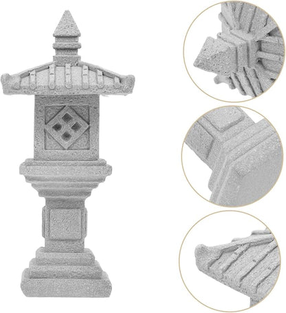 Miniature Pavilion Garden Statue Zen Garden Decor Tower Design for Outdoor and Indoor Use for Bonsai