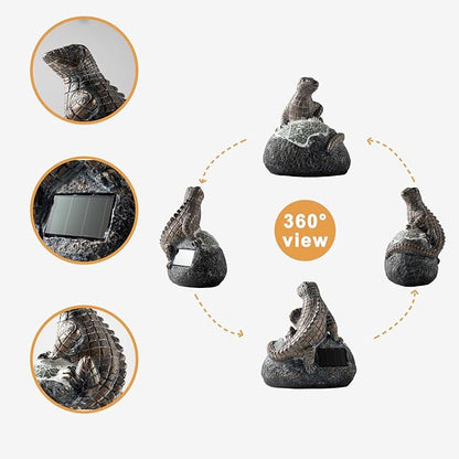Rezpuao Solar Garden Outdoor Statues Lizard with LED Lights - Lawn Decor Lizard Statue for Patio, Balcony, Yard Ornament - Unique Housewarming Gifts