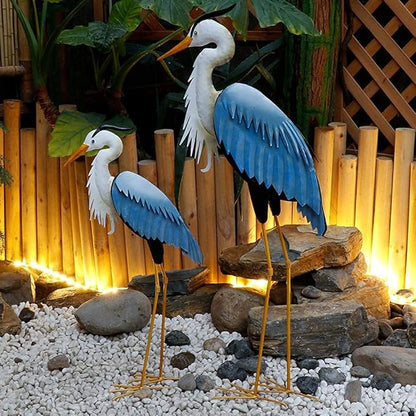 Outdoor Statue Garden Sculpture Egret Statue Courtyard Zoo Craft Product, Patio Garden Decoration, Iron Piece Craft Product (70cm)