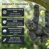 Hanging Gorilla Outdoor Decor, Resin Monkey Statue on Rope for Front Porch Patio Yard Tree Fence, Realistic Animal Garden Ornament for Outside Spaces, 26 in