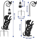 Solar Dog Lantern Garden Stakes - Outdoor Decorative Solar Lights for Yard, Patio, Pathway - Weatherproof Metal Dog Stake with Auto Night Lighting