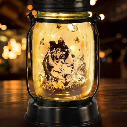 Sheltie Gifts for Women/Men Sheltie Solar Lanterns Dog Mom Birthday Dog Lovers Lantern Pet Loss Pet Memorial Lights Solar Garden Decoration for Yard, Patio,Backyard,Porch Torches