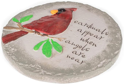 Transpac A7201 Cardinal Birds Appear When Angels are Near Red Round 10 inch Cement Garden Memorial Bereavement Stepping Stone