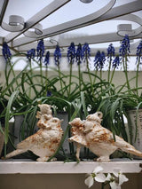 Cast Iron Fairy & Bird Garden Statue – Vintage Rustic Outdoor Decor, Heavy-Duty Metal Figurine for Patio Lawn Porch Flower Beds & Home Accents, Weather-Resistant Yard Ornament (White-A)