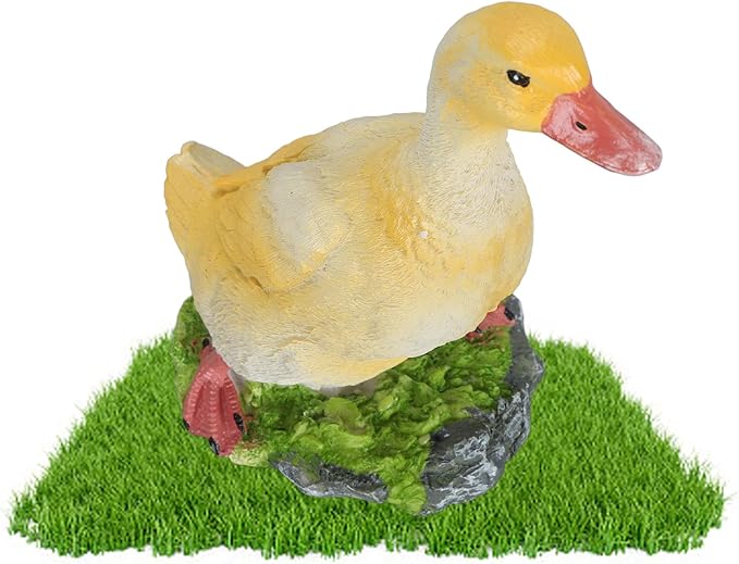 GLOGLOW Duck Figurine, Outdoor Resin Duck Sculpture Statue Garden Animal Ornament Decor for Garden Lawn Yard Pool Side 7.1x5.9x3.5in(Yellow)