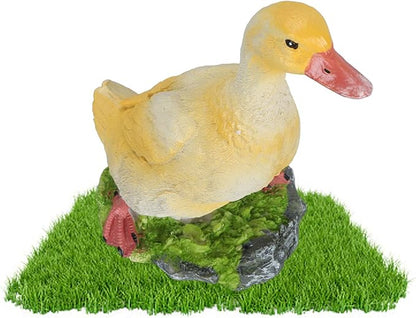 GLOGLOW Duck Figurine, Outdoor Resin Duck Sculpture Statue Garden Animal Ornament Decor for Garden Lawn Yard Pool Side 7.1x5.9x3.5in(Yellow)
