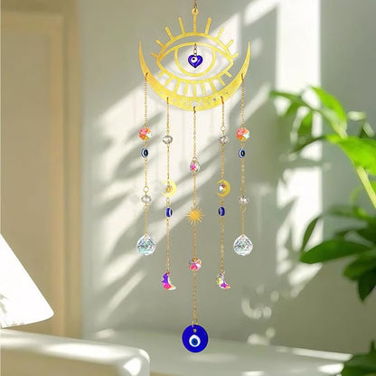 H&D HYALINE & DORA Crystal Suncatcher Evil Eye Sun Catchers for Windows Hanging Indoor Outdoor Home Decor Prism Rainbow Maker