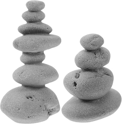 VOSAREA 2pcs Stone Sculptures Stacking Stone Statue Handmade Rocks Statues Garden Rocks Cairn Balancing Yoga Meditation Accessories Micro Landscape Ornament for Home Office