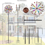 DREAMYSOUL Wind Spinners Outdoor, Copper Metal Kinetic Wind Sculptures with Gemstones, Wind Spinner for Garden Yard Lawn Patio Decor