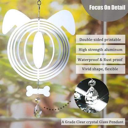4Pack 10 inch Sublimation Wind Spinner Blanks 3D Aluminum Metal Wind Sculpture Kinetic Spinners for Yard and Garden Indoor Art Ornaments Hanging Decoration (Dog)