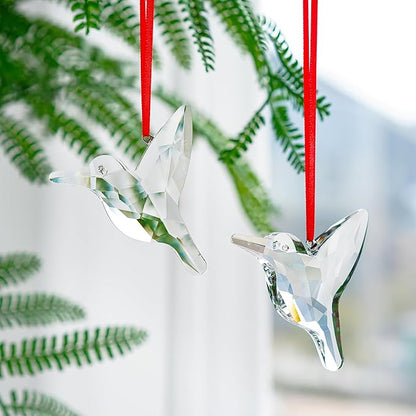 H&D HYALINE & DORA Set of 2 Crystal Hummingbird Suncatchers Rainbow Glass Hummingbird Sun Catcher Hanging Crystals for Window Garden Home Christmas Decor(3 inch)