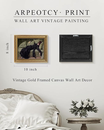 ARPEOTCY Vintage Gold Framed Wall Art, Classical Trendy Woman Gallery Paintings, 8x10 inch Small Victorian Farmhouse Canvas Prints Home Decor, Wall Decor for Living Room Bathroom Bedroom Shelf