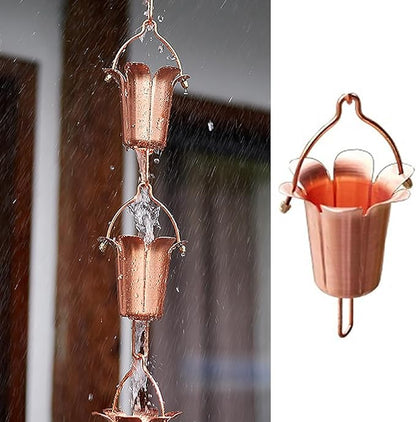 Hanging Rain Chains for Roof Gutter, Copper Rain Collector Cups Outdoor Decor, 100cm to 500cm Long Rain Drain Link Eavestrough Diverter,2m (6.6ft)