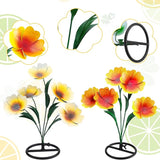 Yaocom 2 Pack Metal Flowers for Outdoor, Decorative Garden Stakes Yard Art, Outdoor Spring Garden Stake Summer Decor Bouquet of Poppy Flower Rustic Handcrafted Items for Lawn Porch Fence(Yellow)