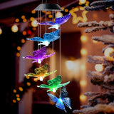 DOUBLEZHE Solar Butterfly Wind Chimes for Outside, Valentines Day Gifts for Her, Birthday Gifts for Women Mom Grandma, for Girlfriend Wife Sister, Solar Lights Garden Outdoor Patio Yard Decor