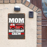 Vintage Tin Metal Sign Mom Of The Birthday Crew Fire Truck 8x12 Inches Retro Wall Decor for Home,Garden,Patio,Office,Kitchen,Bathroom,Living Room,and More! Funny Quotes & Motivational Decorations