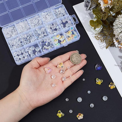 SUNNYCLUE 525Pcs Lamp Crystals Prisms Suncatcher Prism Rainbow Maker Glass Rondelle Heart Butterfly Bead Charms Chandelier Crystal Beads Hanging Ornament for Home Room Indoor Windows Lamp Decoration