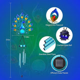 Outdoor Solar Wind Chimes, Metal Large Peacock Wind Chimes LED Lights Cracked Glass Ball Wtaerproof Garden Decorative Lights for Patio Yard Home Decor Gifts (Peacock)