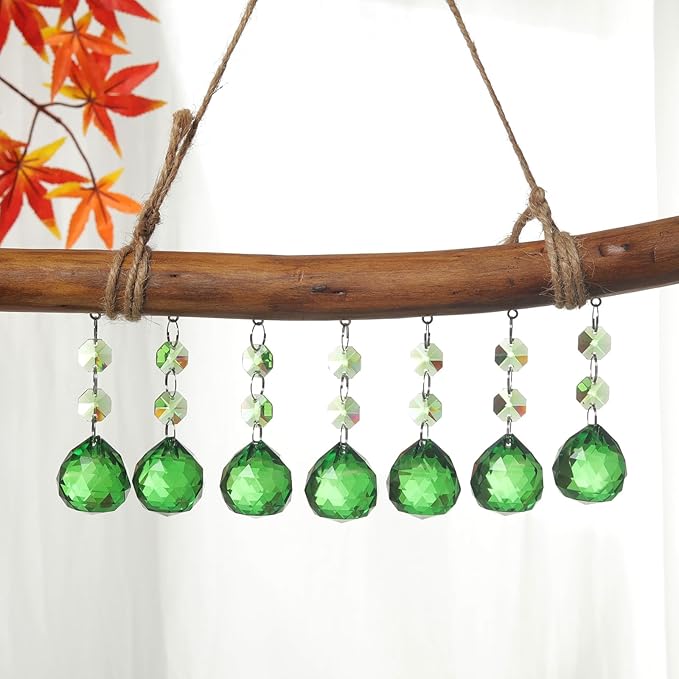 Pack of 10 Green Crystal Ball Prism 30mm Suncatcher Chandelier Prisms Part Decor Rainbow Maker