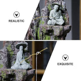 DOITOOL 2Pcs Mini Fisherman Figurines, Chinese Sitting Fishing Garden Statue, Sandstone Bonsai Fisherman Figurines for Micro Landscape Pot Aquarium Fairy Garden Decorations