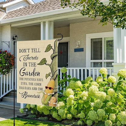Don’t Tell Secrets In The Garden Flag, Double Sided Farmhouse Outdoor Lawn Yard Flag Gifts, Gardening Flags For Plant Mom Lover Lady Gardener, Funny Potatoe Corn Garden Banner for Grandma