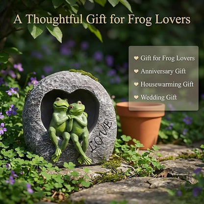 Artisan Flair Lover Frog Statues for Garden - Resin Frogs Couple Figurines Romantic - Yard Animal Decor Frog Stuff Outdoor Lawn Ornament, Green, 7.09 X 4.33 X 7.09 Inches, AF15813