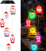 GlikCeil Christmas Solar Wind Chimes 27.5inch Christmas Decorations Outside Waterproof Hanging LED for Yard, Porch, Patio, Party, Color Changing Lights