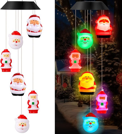 GlikCeil Christmas Solar Wind Chimes 27.5inch Christmas Decorations Outside Waterproof Hanging LED for Yard, Porch, Patio, Party, Color Changing Lights