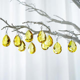 H&D HYALINE & DORA 10pcs Bauhinia Crystal Suncatcher Prisms Chandelier Beads Replacement 38mm Hanging Crystals Ornament Pendant for Window Wedding Party Decor,Yellow