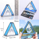 H&D HYALINE & DORA Stained Glass Window Sun Catcher Hangings Pyramid Colored Glass Hanging Ornament for Wall, Window，Car and Party Decoration,Blue