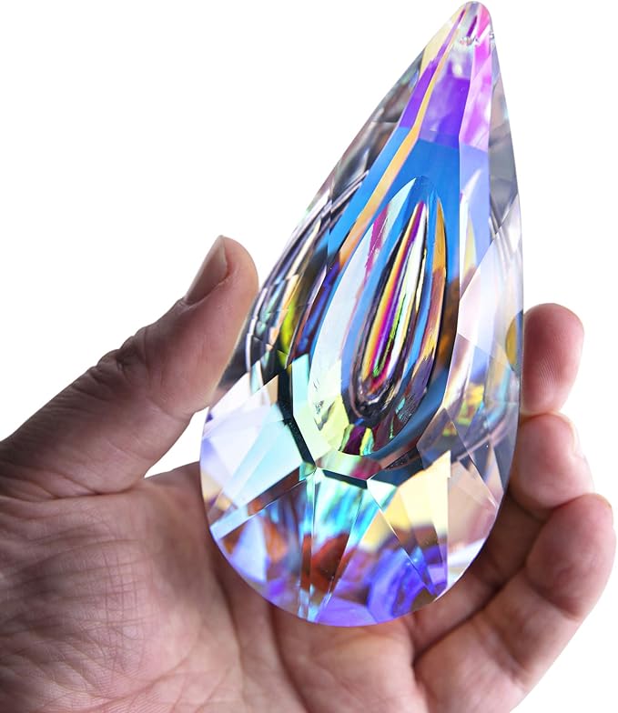 120mm/4.7in Crystal Prism Suncatcher Window Hanging Sun Catchers AB Colored Crystals Faceted Prism Rainbow Maker Pendant Ornament for Christmas Tree