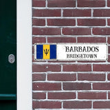 Barbados Custom Street Sign Barbados Flag Signs Capital City of Barbados Metal Sign Road Wall Art Farmhouse Decorative Sign Rustic Home Decoration Gift for Foreign Friend, Neighbor 24x6inch