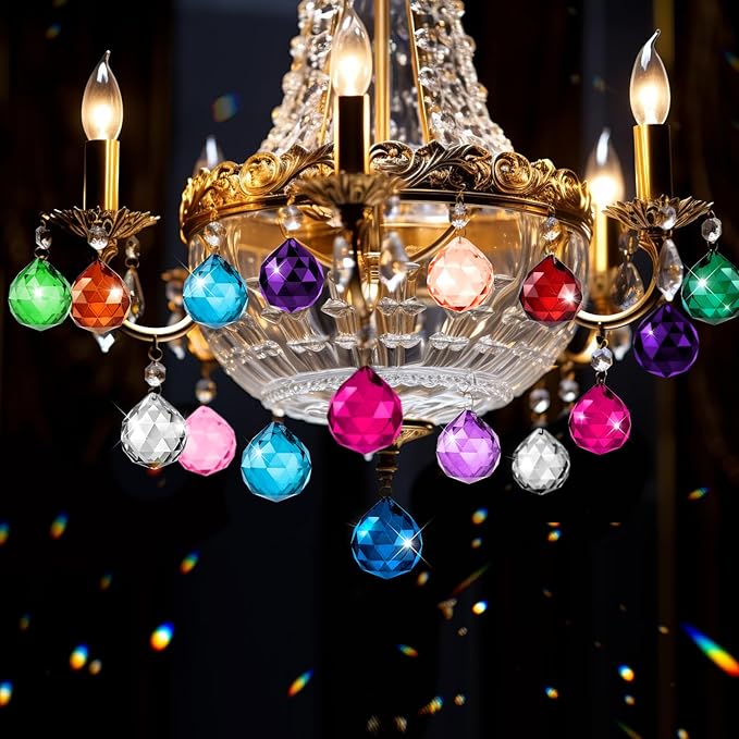 Suncatcher Crystal Prism Ball 20mm, Multicolor Crystal Ball Rainbow Prism Pendants Window Hanging Decor for Home, Garden, Party, Gift 40 Pack
