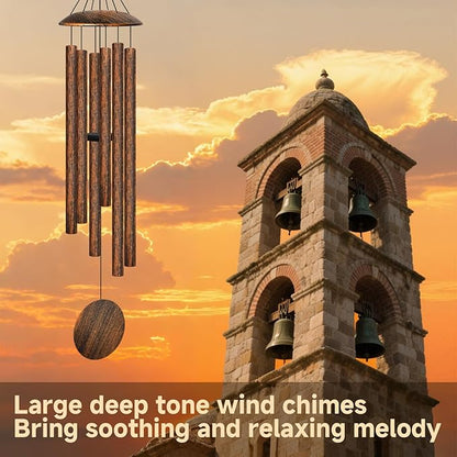 45" Large Wind Chimes for Outside, 6 Thick and Bold Aluminum Tubes Tuned Relaxing Melody Wind Chime Deep Tone, Big Wind Chimes for Garden Patio Decor, Great Gift Idea for Mother's Day (Vintage)